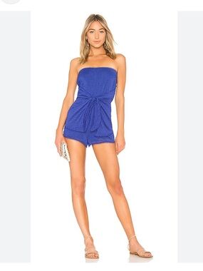 House of Harlow 1960 Blue Textured Strapless Romper